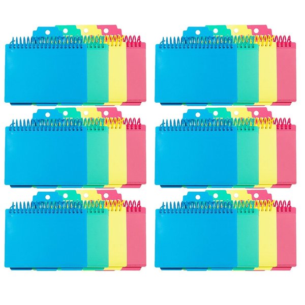 C-Line Products Spiral Bound Index Card Notebook with Index Tabs, Tropic Colors, 6PK 48750